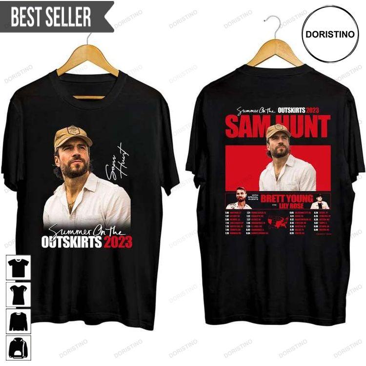 Sam Hunt Summer On The Outskirts Tour 2023 Adult Short-sleeve Awesome Shirt Sam Hunt Summer On The Outskirts Tour 2023 Adult Short-sleeve Awesome Shirt