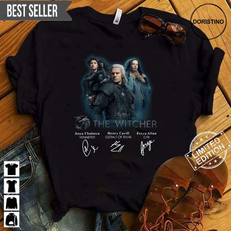 The Witcher Anya Chalotra Henry Cavill Freya Allan Signature Unisex Tshirt The Witcher Anya Chalotra Henry Cavill Freya Allan Signature Unisex Tshirt