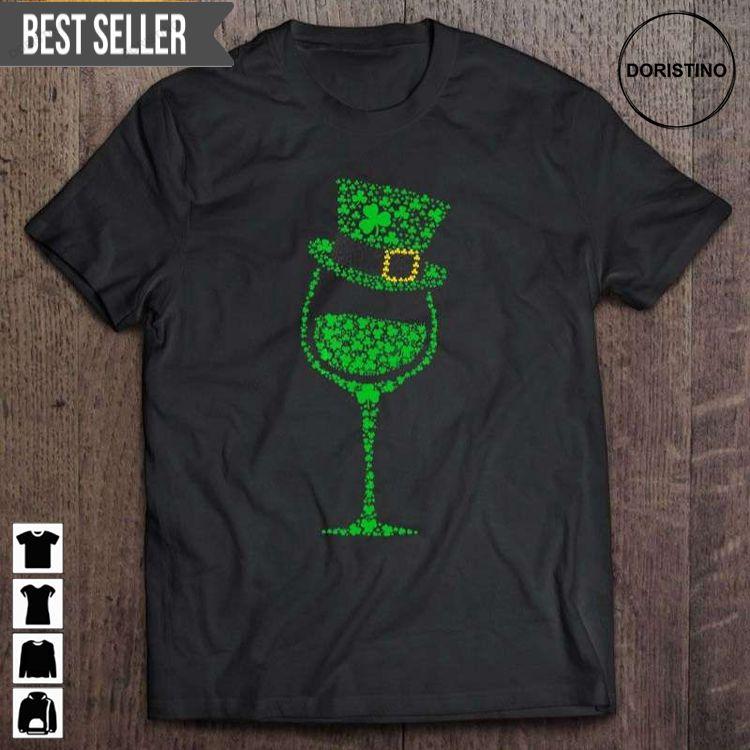 Wine Glass With Leprechaun Hat Shamrock Short Sleeve Tshirt Wine Glass With Leprechaun Hat Shamrock Short Sleeve Tshirt