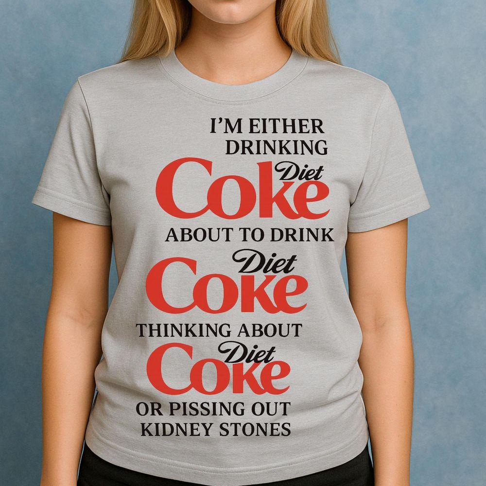 Thinking About Diet Coke Soda Obsessed Stupid Gen Z Joke Diet Beverage Lover Brainrot Tshirt