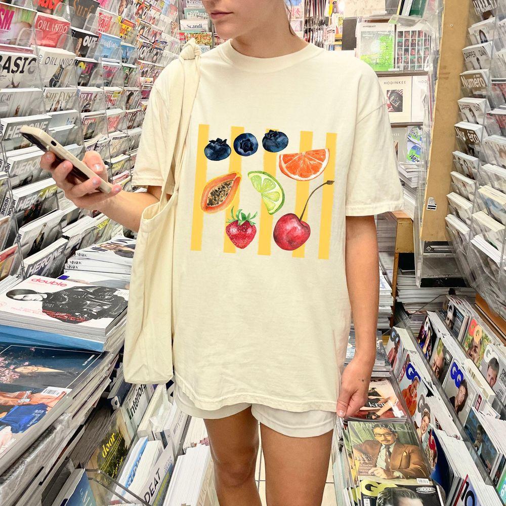 Vibrant Fruit Graphic Exotic Fruit Farmers Market Tshirt