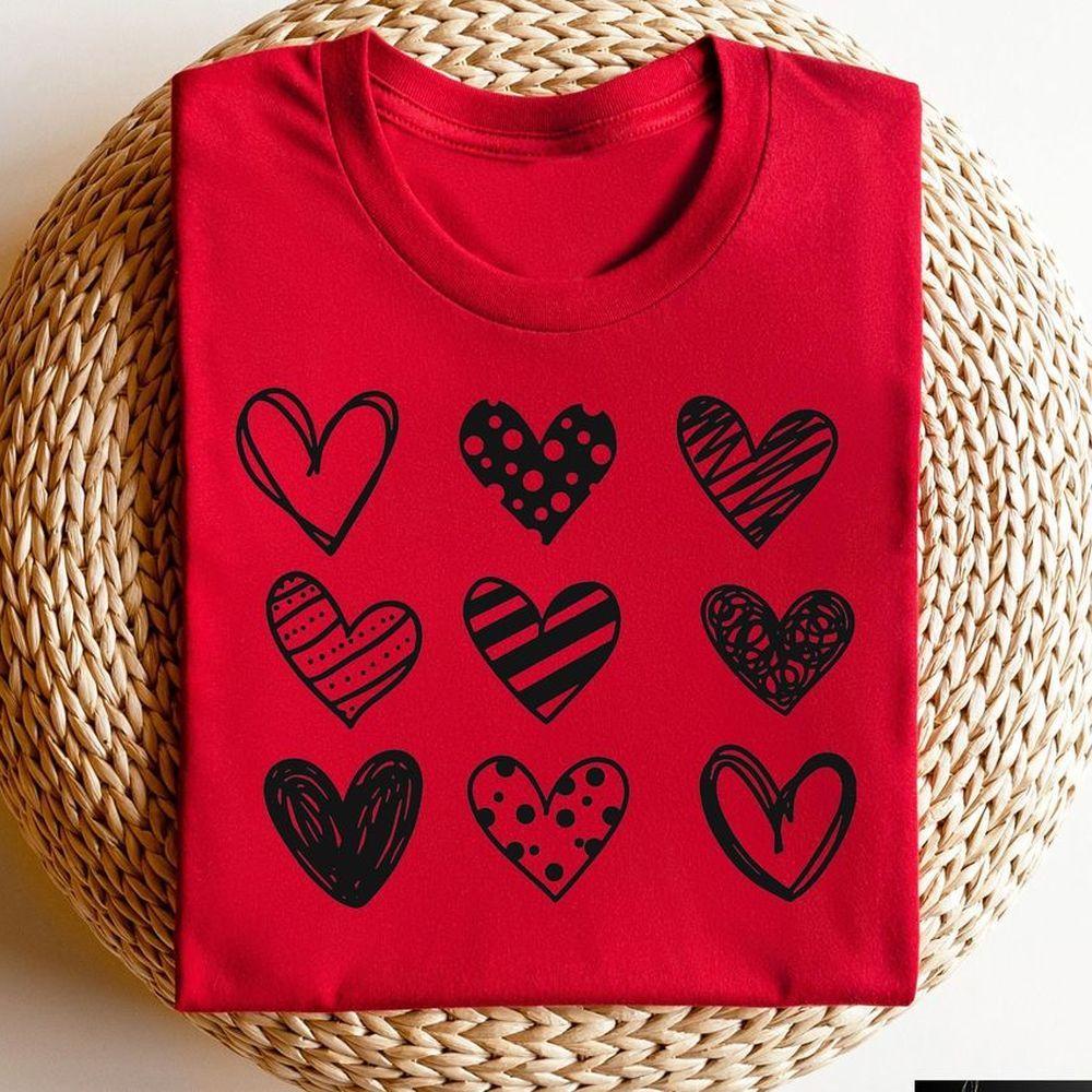 Womens Valentines Hearts Tshirt