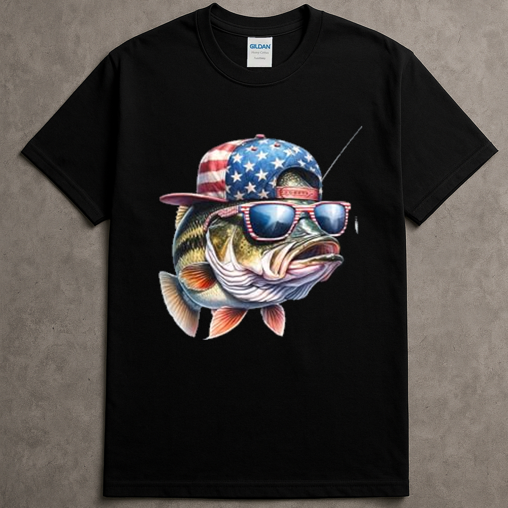 Fish Wearing An American Flag Hat Tshirts