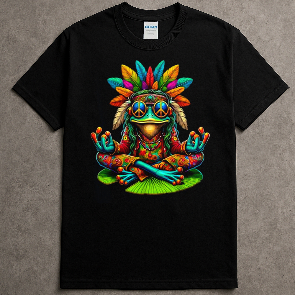 Funny Hippie Frog Peace Sign Sunglasses Shirt