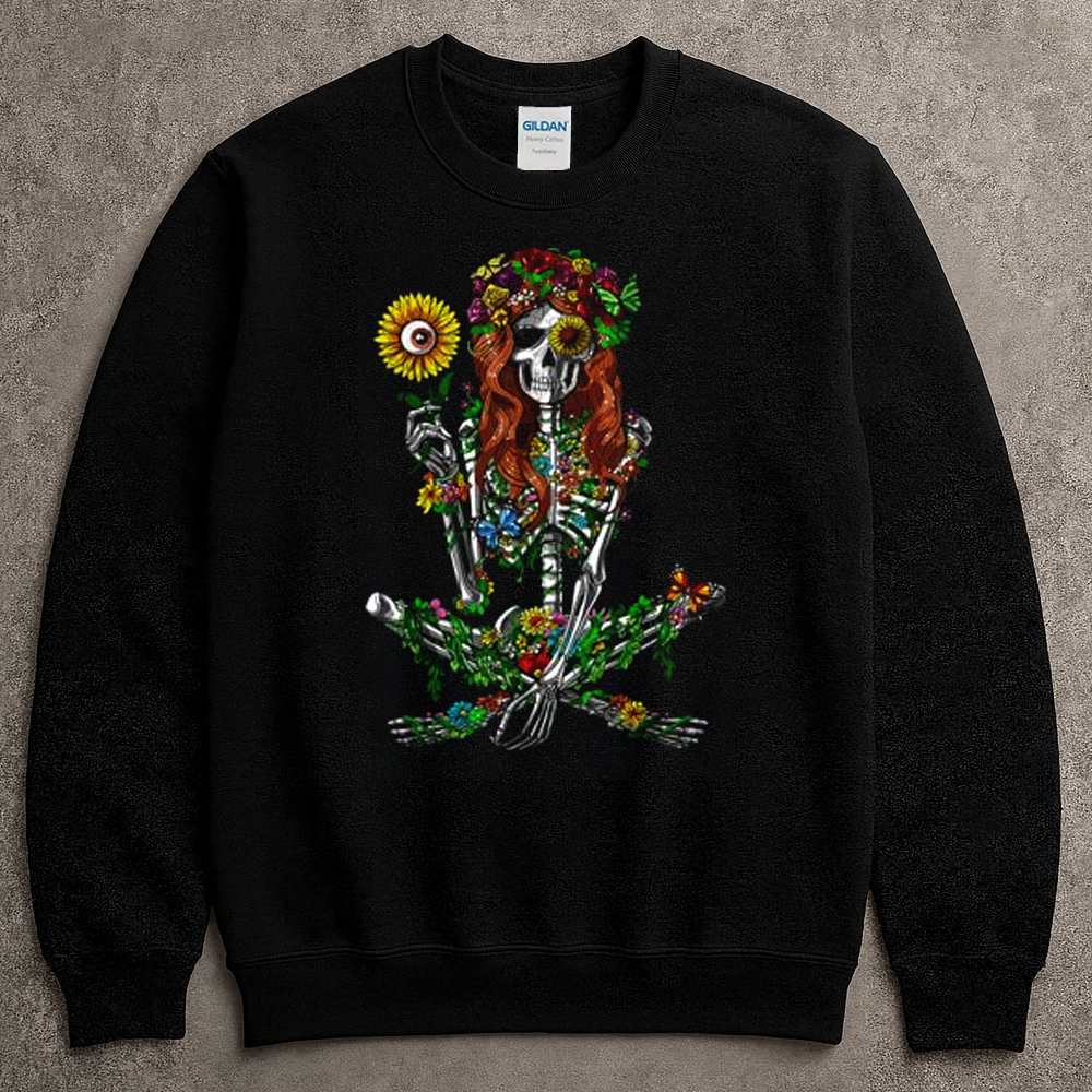 Hippie Skeleton Psychedelic Sunflower Limited Shirt