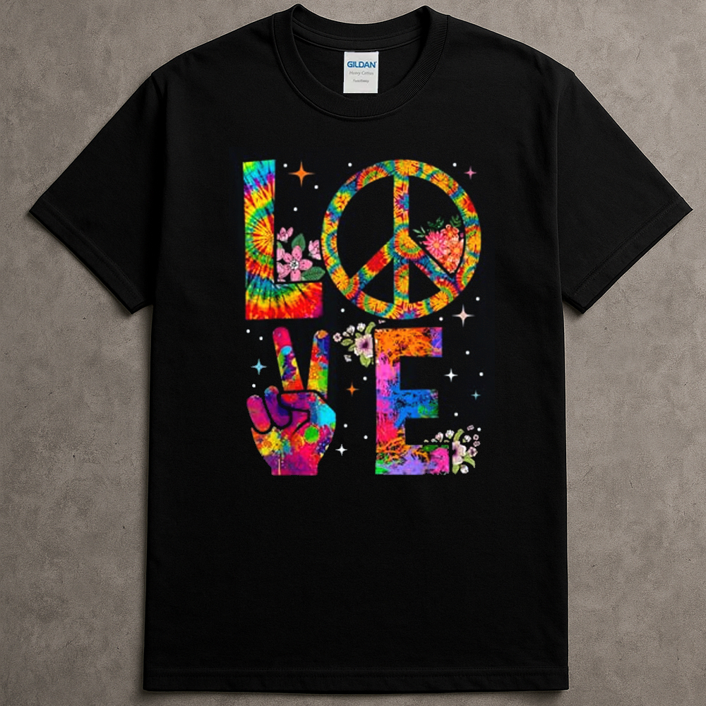 Love Peace Sign Tie Dye Hippie Tshirts